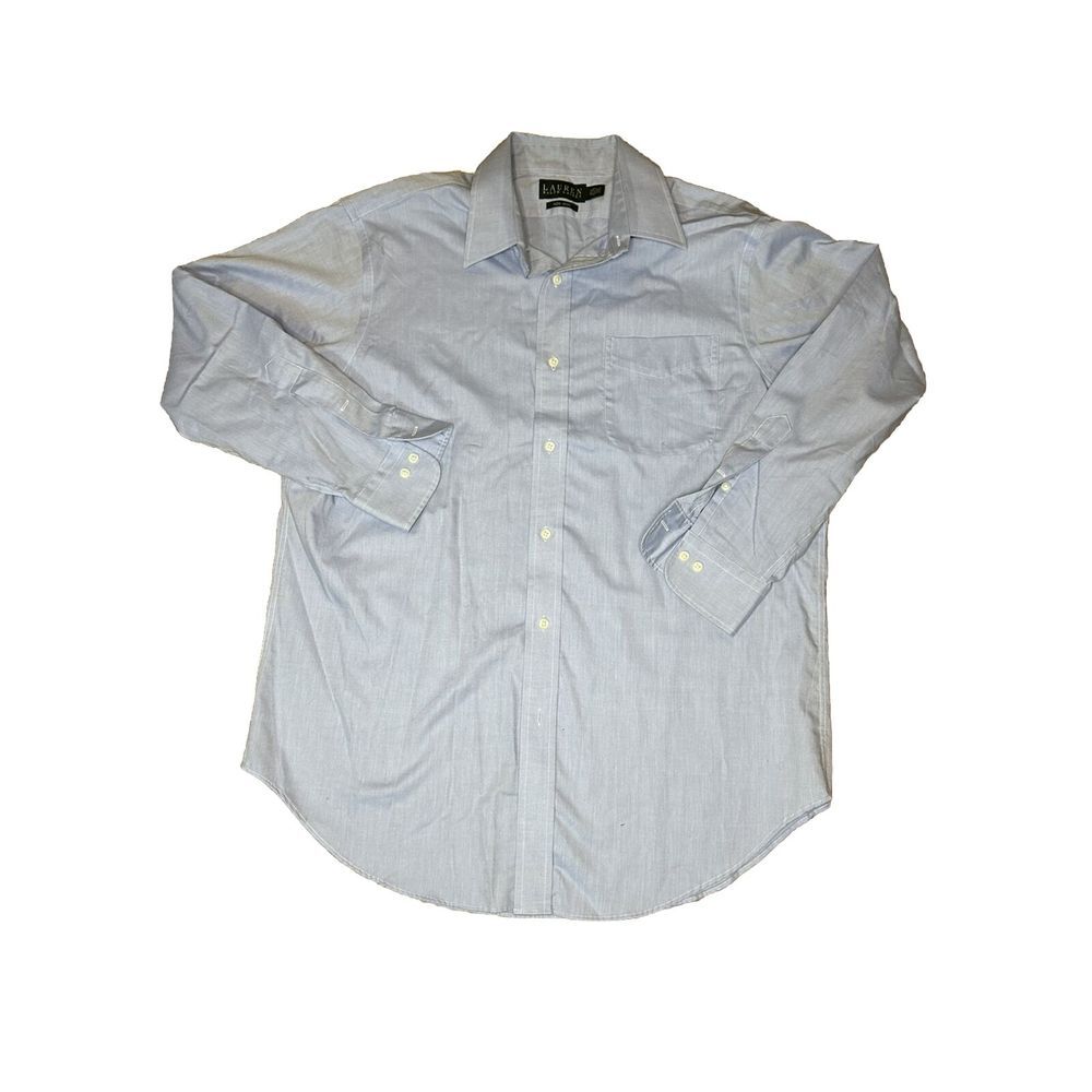 Mens Polo Ralph Lauren Dress Shirt 16.5‎ 32 33 Blue Button Cotton